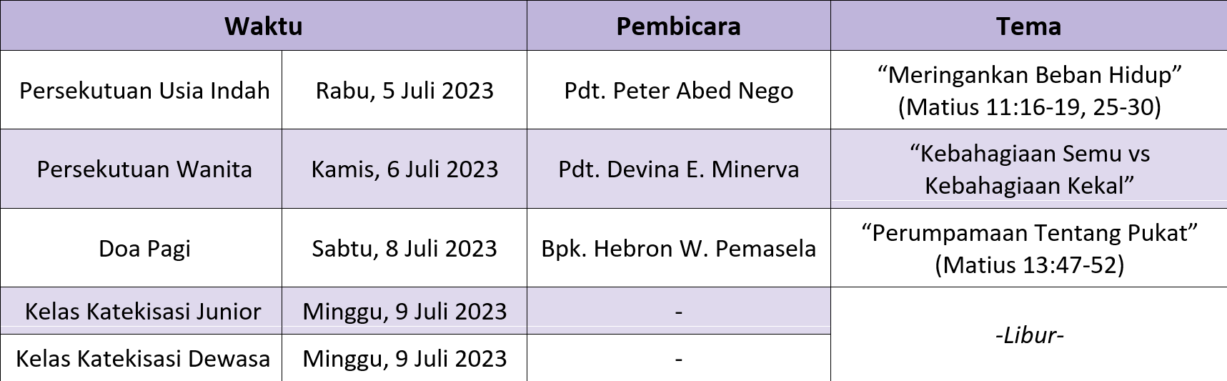 Kegiatan Sepekan 2 Juli 9 Juli 2023 Gki Gading Serpong Kegiatan Sepekan 2 Juli 9 Juli 2023 Gki Gading Serpong